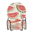 thumbnail image 1 of Yayeee 6 PCS Drink Coasters with Holder Set Woven Absorbent Round Tabletop Hot Pad, Cute Watermelon, 1 of 7