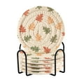 thumbnail image 1 of Yayeee 6 PCS Drink Coasters with Holder Set Woven Absorbent Round Tabletop Hot Pad, Green Autumn Leaves, 1 of 7