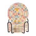 thumbnail image 1 of Yayeee 6 PCS Drink Coasters with Holder Set Woven Absorbent Round Tabletop Hot Pad, Pink Floral, 1 of 7
