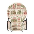 thumbnail image 1 of Yayeee 6 PCS Drink Coasters with Holder Set Woven Absorbent Round Tabletop Hot Pad, Red Christmas House, 1 of 7