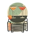 thumbnail image 1 of Yayeee 6 PCS Drink Coasters with Holder Set Woven Absorbent Round Tabletop Hot Pad, Red Glasses, 1 of 7