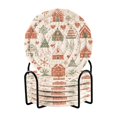 thumbnail image 1 of Yayeee 6 PCS Drink Coasters with Holder Set Woven Absorbent Round Tabletop Hot Pad, Red Nordic Christmas, 1 of 7