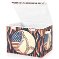 thumbnail image 1 of Yayeee Collapsible Cube Storage Bin with Lid Fabric Closet Decorative Basket with Handles, Baseball Pattern, 1 of 7