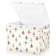 thumbnail image 1 of Yayeee Collapsible Cube Storage Bin with Lid Fabric Closet Decorative Basket with Handles, Beige Cartoon Planes Pattern, 1 of 7