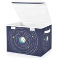 thumbnail image 1 of Yayeee Collapsible Cube Storage Bin with Lid Fabric Closet Decorative Basket with Handles, Beige Cat Planet, 1 of 7