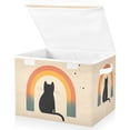 thumbnail image 1 of Yayeee Collapsible Cube Storage Bin with Lid Fabric Closet Decorative Basket with Handles, Beige Cat Rainbow, 1 of 7