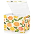 thumbnail image 1 of Yayeee Collapsible Cube Storage Bin with Lid Fabric Closet Decorative Basket with Handles, Beige Citrus Leaves, 1 of 7