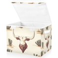 thumbnail image 1 of Yayeee Collapsible Cube Storage Bin with Lid Fabric Closet Decorative Basket with Handles, Beige Cowboy Pattern, 1 of 7
