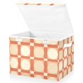 thumbnail image 1 of Yayeee Collapsible Storage Bin with Lid Fabric Closet Decorative Basket with Handles, Beige Geometric, 1 of 7