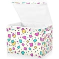 thumbnail image 1 of Yayeee Collapsible Cube Storage Bin with Lid Fabric Closet Decorative Basket with Handles, Beige Retro Pattern, 1 of 7