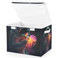 thumbnail image 1 of Yayeee Collapsible Cube Storage Bin with Lid Fabric Closet Decorative Basket with Handles, Black Astronaut, 1 of 7