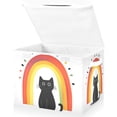 thumbnail image 1 of Yayeee Collapsible Cube Storage Bin with Lid Fabric Closet Decorative Basket with Handles, Black Cat Rainbow, 1 of 7