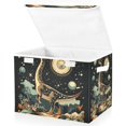 thumbnail image 1 of Yayeee Collapsible Storage Bin with Lid Fabric Closet Decorative Basket with Handles, Black Dinosaur, 1 of 7