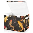 thumbnail image 1 of Yayeee Collapsible Storage Bin with Lid Fabric Closet Decorative Basket with Handles, Black Fish Pattern, 1 of 7