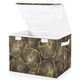 thumbnail image 1 of Yayeee Collapsible Cube Storage Bin with Lid Fabric Closet Decorative Basket with Handles, Black Flower Pattern, 1 of 7