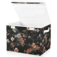 thumbnail image 1 of Yayeee Collapsible Cube Storage Bin with Lid Fabric Closet Decorative Basket with Handles, Black Flowers, 1 of 7