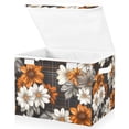 thumbnail image 1 of Yayeee Collapsible Cube Storage Bin with Lid Fabric Closet Decorative Basket with Handles, Black Plaid Floral, 1 of 7