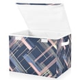 thumbnail image 1 of Yayeee Collapsible Storage Bin with Lid Fabric Closet Decorative Basket with Handles, Black Stripes, 1 of 7