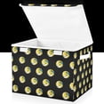 thumbnail image 1 of Yayeee Collapsible Storage Bin with Lid Fabric Closet Decorative Basket with Handles, Black Volleyball Pattern, 1 of 7