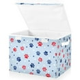 thumbnail image 1 of Yayeee Collapsible Cube Storage Bin with Lid Fabric Closet Decorative Basket with Handles, Blue Cartoon Paw Pattern, 1 of 7