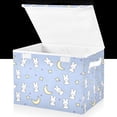 thumbnail image 1 of Yayeee Collapsible Storage Bin with Lid Fabric Closet Decorative Basket with Handles, Blue Cartoon Rabbit Pattern, 1 of 7
