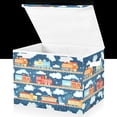 thumbnail image 1 of Yayeee Collapsible Cube Storage Bin with Lid Fabric Closet Decorative Basket with Handles, Blue Cute Train Pattern, 1 of 7