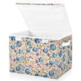 thumbnail image 1 of Yayeee Collapsible Cube Storage Bin with Lid Fabric Closet Decorative Basket with Handles, Blue Dice Pattern, 1 of 7