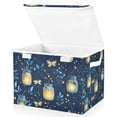 thumbnail image 1 of Yayeee Collapsible Storage Bin with Lid Fabric Closet Decorative Basket with Handles, Blue Fireflies Pattern, 1 of 7