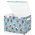 thumbnail image 1 of Yayeee Collapsible Cube Storage Bin with Lid Fabric Closet Decorative Basket with Handles, Blue Hockey Pattern, 1 of 7