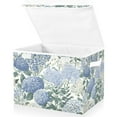 thumbnail image 1 of Yayeee Collapsible Cube Storage Bin with Lid Fabric Closet Decorative Basket with Handles, Blue Hydrangeas Pattern, 1 of 7