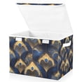 thumbnail image 1 of Yayeee Collapsible Cube Storage Bin with Lid Fabric Closet Decorative Basket with Handles, Blue Peacock Feathers Pattern, 1 of 7