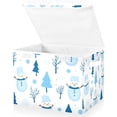 thumbnail image 1 of Yayeee Collapsible Cube Storage Bin with Lid Fabric Closet Decorative Basket with Handles, Blue Simple Cartoon Snowmen, 1 of 7