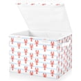 thumbnail image 1 of Yayeee Collapsible Storage Bin with Lid Fabric Closet Decorative Basket with Handles, Blue Stripes Lobster Pattern, 1 of 7