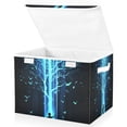 thumbnail image 1 of Yayeee Collapsible Cube Storage Bin with Lid Fabric Closet Decorative Basket with Handles, Blue Tree, 1 of 7