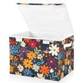 thumbnail image 1 of Yayeee Collapsible Cube Storage Bin with Lid Fabric Closet Decorative Basket with Handles, Bright Colorful Flowers Pattern, 1 of 7