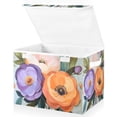 thumbnail image 1 of Yayeee Collapsible Cube Storage Bin with Lid Fabric Closet Decorative Basket with Handles, Bright Flowers, 1 of 7