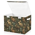 thumbnail image 1 of Yayeee Collapsible Cube Storage Bin with Lid Fabric Closet Decorative Basket with Handles, Brown Floral Rabbits Pattern, 1 of 7