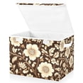 thumbnail image 1 of Yayeee Collapsible Cube Storage Bin with Lid Fabric Closet Decorative Basket with Handles, Brown Floral, 1 of 7