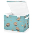thumbnail image 1 of Yayeee Collapsible Cube Storage Bin with Lid Fabric Closet Decorative Basket with Handles, Cartoon Capybaras, 1 of 7