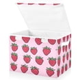 thumbnail image 1 of Yayeee Collapsible Cube Storage Bin with Lid Fabric Closet Decorative Basket with Handles, Cartoon Strawberry, 1 of 7
