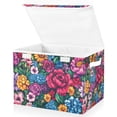 thumbnail image 1 of Yayeee Collapsible Cube Storage Bin with Lid Fabric Closet Decorative Basket with Handles, Charming Floral Pattern, 1 of 7
