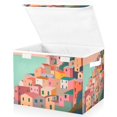 thumbnail image 1 of Yayeee Collapsible Storage Bin with Lid Fabric Closet Decorative Basket with Handles, Cityscape Painting, 1 of 7