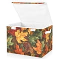 thumbnail image 1 of Yayeee Collapsible Cube Storage Bin with Lid Fabric Closet Decorative Basket with Handles, Colorful Autumn Leaves, 1 of 7