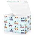thumbnail image 1 of Yayeee Collapsible Cube Storage Bin with Lid Fabric Closet Decorative Basket with Handles, Colorful Trains, 1 of 7