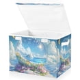 thumbnail image 1 of Yayeee Collapsible Storage Bin with Lid Fabric Closet Decorative Basket with Handles, Crystal Ocean, 1 of 7