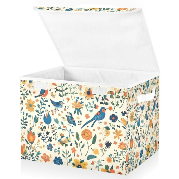 Yayeee Collapsible Cube Storage Bin with Lid Fabric Closet Decorative Basket with Handles, Cute Animals