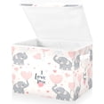 thumbnail image 1 of Yayeee Collapsible Cube Storage Bin with Lid Fabric Closet Decorative Basket with Handles, Cute Elephant, 1 of 7