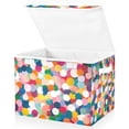 thumbnail image 1 of Yayeee Collapsible Cube Storage Bin with Lid Fabric Closet Decorative Basket with Handles, Dark Colorful Circles, 1 of 7