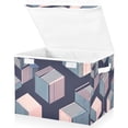 thumbnail image 1 of Yayeee Collapsible Storage Bin with Lid Fabric Closet Decorative Basket with Handles, Dark Cubes, 1 of 7