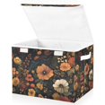 thumbnail image 1 of Yayeee Collapsible Cube Storage Bin with Lid Fabric Closet Decorative Basket with Handles, Dark Floral Pattern, 1 of 7